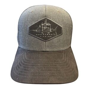 Guy Harvey Performance Fishing Snapback Hat Gray Black Marlin Logo